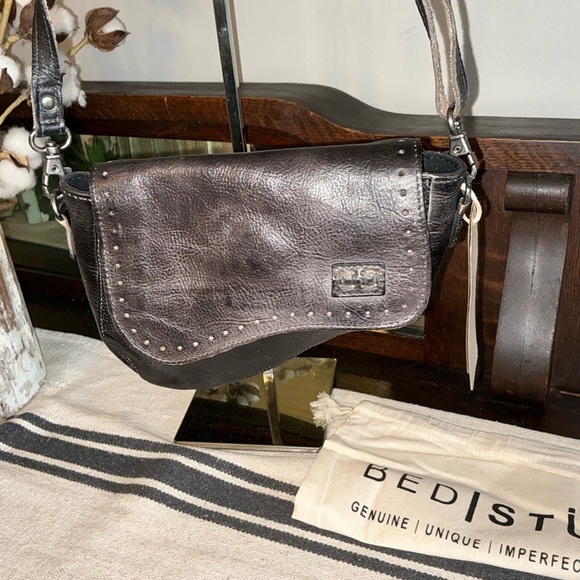 Bed Stu Distressed Black Leather Crossbody Bag - Picture 7 of 15